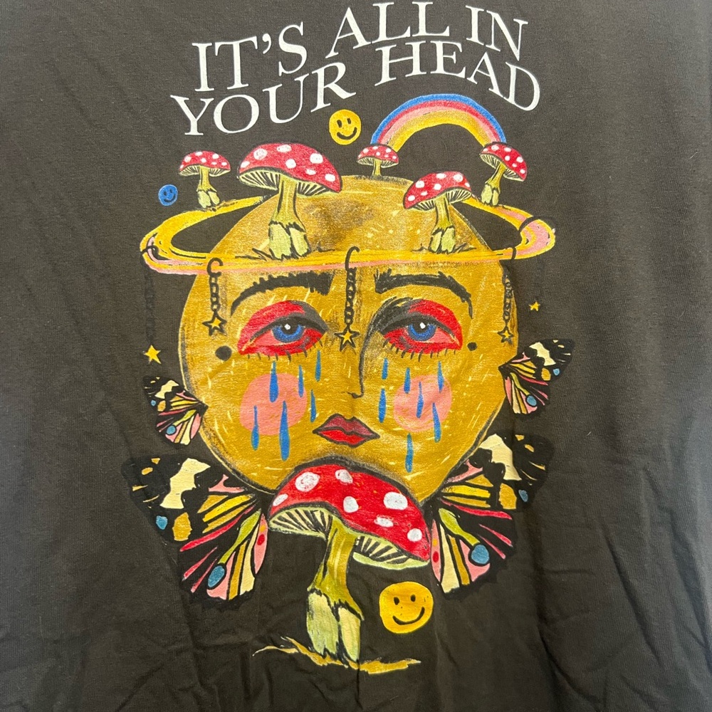 Graphic 'It's All In Your Head' Short Sleeve Tee - Brown - Picture 2 of 6